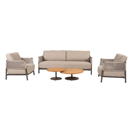 4 Seasons Outdoor Savanne loungeset: 3-zitsbank + loungestoelen + Volta salontafels - Image 1