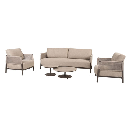 4 Seasons Outdoor Savanne loungeset: 3-zitsbank + loungestoelen + Boaz salontafels - Image 1