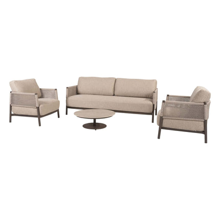 4 Seasons Outdoor Savanne loungeset: 3-zitsbank + loungestoelen + Boaz salontafel - Image 1