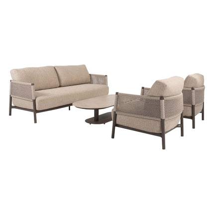 4 Seasons Outdoor Savanne loungeset: 3-zitsbank + loungestoelen + Boaz ovale salontafel - Image 9