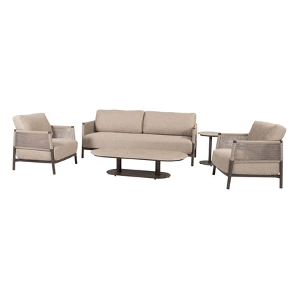4 Seasons Outdoor Savanne loungeset: 3-zitsbank + loungestoelen + Boaz ovale salontafel - Image 8