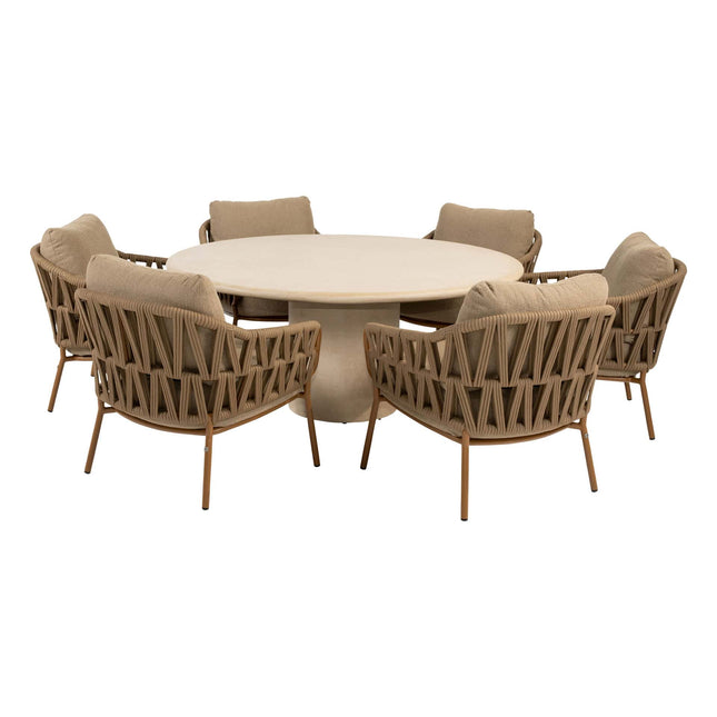 4 Seasons Outdoor Biarritz low dining set Amber + Hampton low dining tafel 160 Ø cm - Image 1