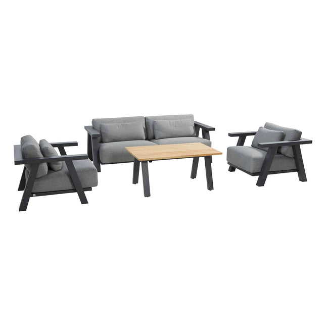 Taste 4SO Ambassador hoge salontafel antraciet, teak tafelblad 120 x 70 x 55 cm.
