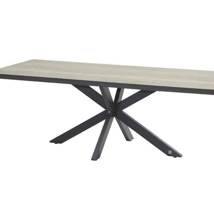 4 Seasons Outdoor Fabrice dining antraciet + Minerva tafel met HPL blad wood look 220 cm