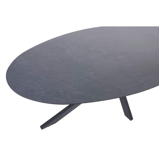 Taste 4SO Belmond dining antraciet + 4 Seasons Outdoor Privada tafel HPL 240 cm ovaal
