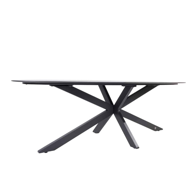 Taste 4SO Belmond dining antraciet + 4 Seasons Outdoor Privada tafel HPL 240 cm ovaal