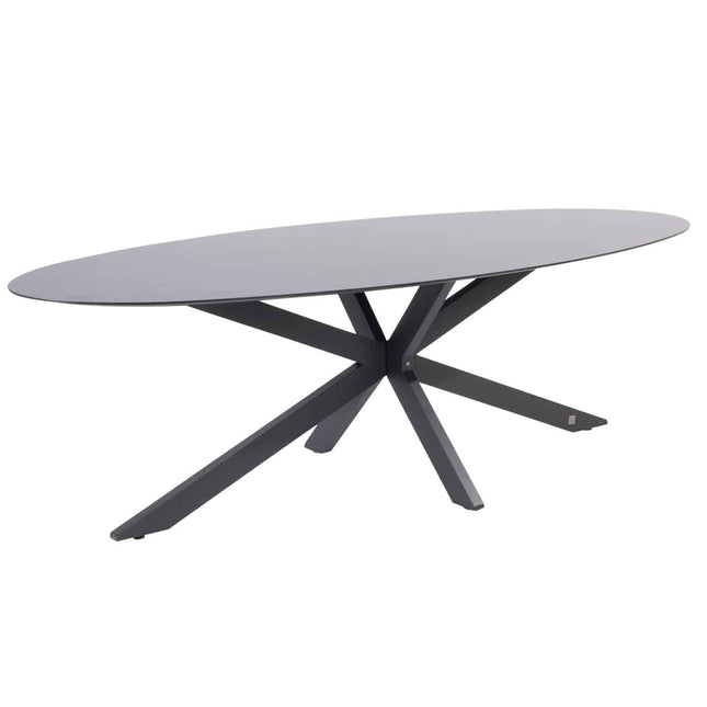 Taste 4SO Belmond dining antraciet + 4 Seasons Outdoor Privada tafel HPL 240 cm ovaal