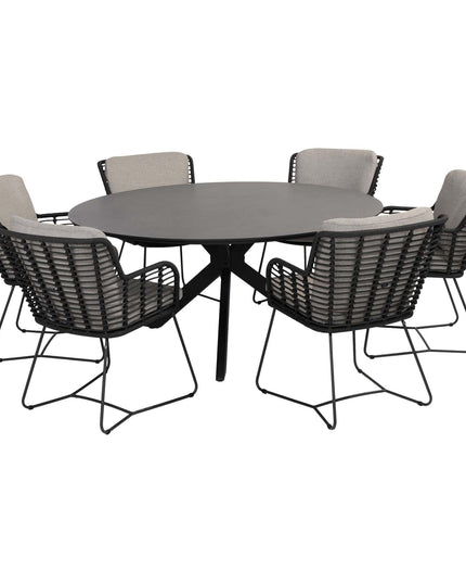 4 Seasons Outdoor Fabrice dining stoel antraciet + Locarno tafel HPL slate antraciet 160 Ø cm