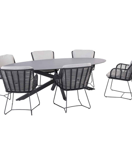 4 Seasons Outdoor Fabrice dining antraciet + Privada tafel ovaal HPL blad 240 cm