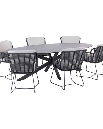 4 Seasons Outdoor Fabrice dining antraciet + Privada tafel ovaal HPL blad 240 cm