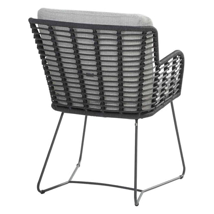 4 Seasons Outdoor Fabrice dining antraciet + Taste 4SO Prado teak tafel 130 Ø cm