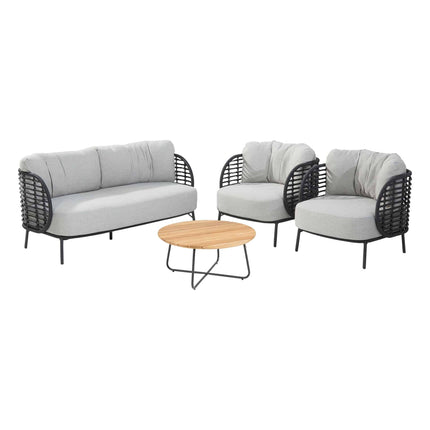 4 Seasons Outdoor Fabrice loungeset + Verdi salontafel 73 Ø cm