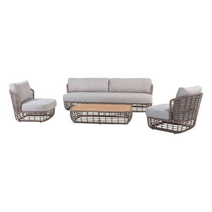 4 Seasons Outdoor Lugano salontafel met teak tafelblad 130 x 80 x 30 cm.