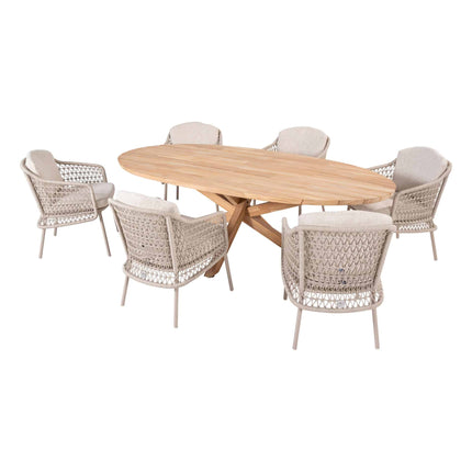 4 Seasons Outdoor Puccini dining + Taste 4SO Prado teak tafel ovaal 240 cm