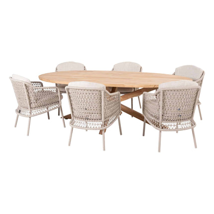 4 Seasons Outdoor Puccini dining + Taste 4SO Prado teak tafel ovaal 240 cm