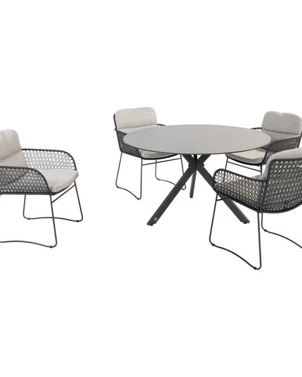4 Seasons Outdoor Aprilla dining antraciet + Locarno tafel HPL slate antraciet 130 Ø cm