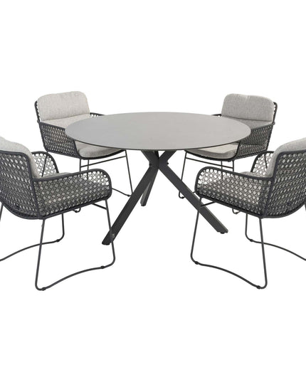 4 Seasons Outdoor Aprilla dining antraciet + Locarno tafel HPL slate antraciet 130 Ø cm