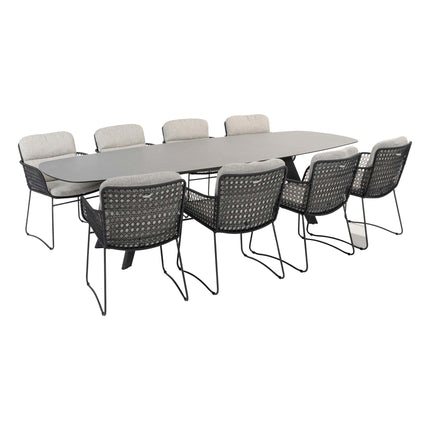 4 Seasons Outdoor Aprilla dining antraciet + Montana tafel HPL slate antraciet 280 cm