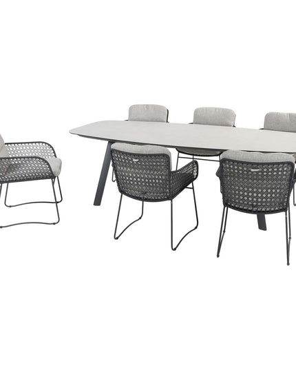 4 Seasons Outdoor Aprilla dining antraciet + Taste 4SO Manolo tafel antraciet met geprint keramiek tafelblad 240 cm