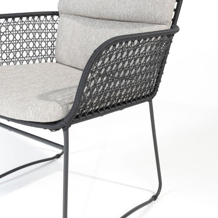 4 Seasons Outdoor Aprilla dining antraciet + Goa tafel HPL 95 cm slate antraciet