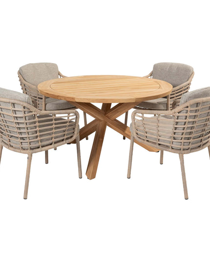 4 Seasons Outdoor Como dining + Taste 4SO Prado teak tafel 130 Ø cm