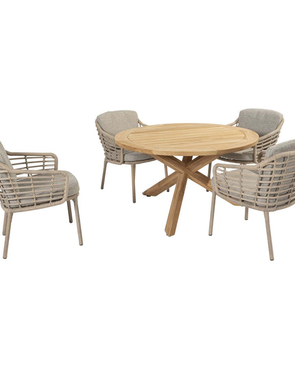 4 Seasons Outdoor Como dining + Taste 4SO Prado teak tafel 130 Ø cm