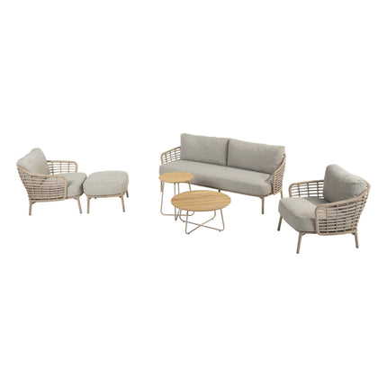 4 Seasons Outdoor Como loungeset harvest + voetenbank + Verdi salontafels