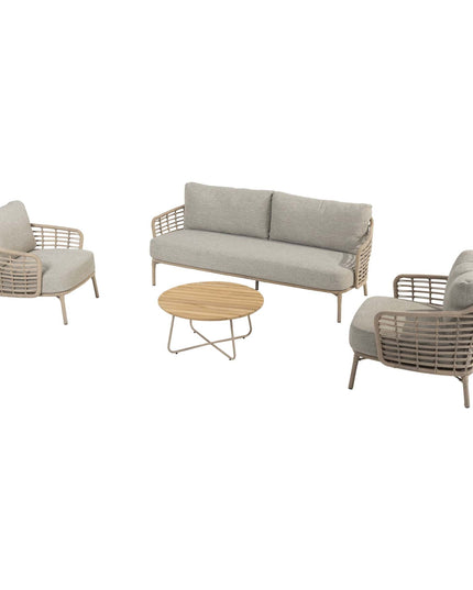 4 Seasons Outdoor Como loungeset harvest + Verdi salontafel latte 73 Ø cm