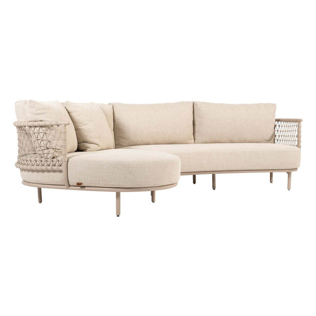 4 Seasons Outdoor Sardinia chaise lounge bank + Puccini lounge stoel + Volta salontafel 80 Ø cm