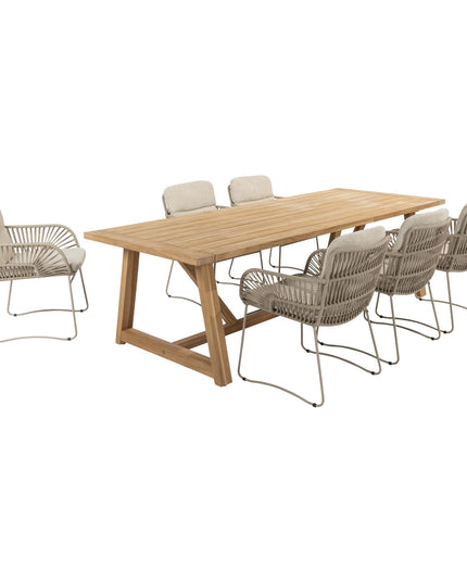 4 Seasons Outdoor Murcia dining latte + Taste 4SO Noah teak tafel 260 cm