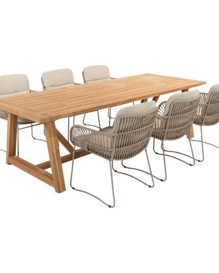 4 Seasons Outdoor Murcia dining latte + Taste 4SO Noah teak tafel 260 cm