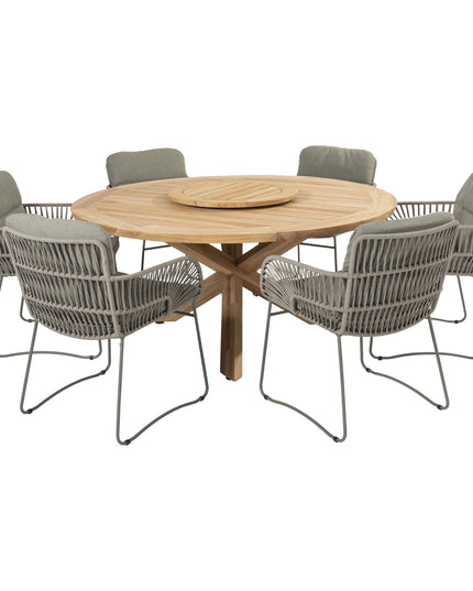 4 Seasons Outdoor Murcia dining olive + Taste 4SO Prado teak tafel 160 Ø cm