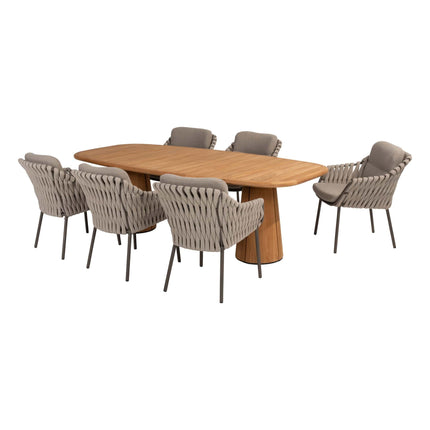 4 Seasons Outdoor Montera dining + Taste 4SO Capri tafel barrel-vorm teak 240 x 110 cm - Image 1