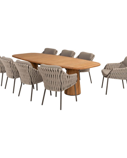 4 Seasons Outdoor Montera dining + Taste 4SO Capri tafel barrel-vorm teak 280 x 110 cm