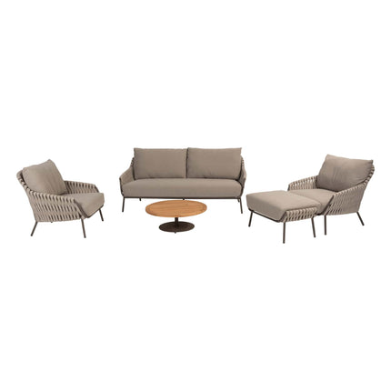 4 Seasons Outdoor Montera loungeset zonder salontafel + voetenbank + Volta salontafel 80 Ø cm