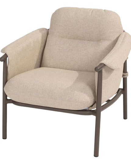 4 Seasons Outdoor Ezra chaise lounge bank + loungestoel + Finn salontafel kiezel-vorm