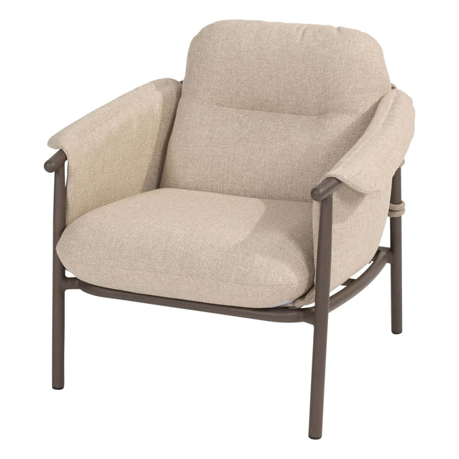4 Seasons Outdoor Ezra chaise lounge bank + loungestoel + Finn salontafel kiezel-vorm