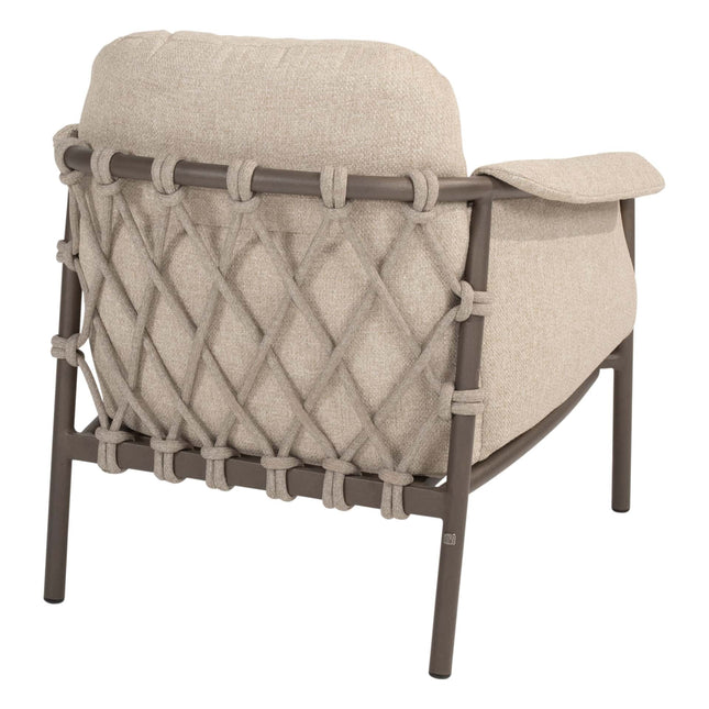 4 Seasons Outdoor Ezra chaise lounge bank + loungestoel + Finn salontafel kiezel-vorm