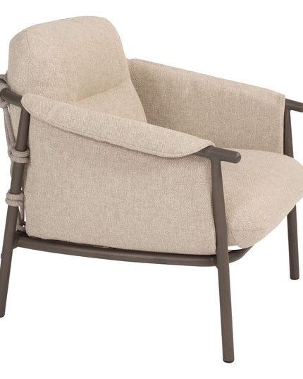 4 Seasons Outdoor Ezra chaise lounge bank + loungestoel + Finn salontafel kiezel-vorm
