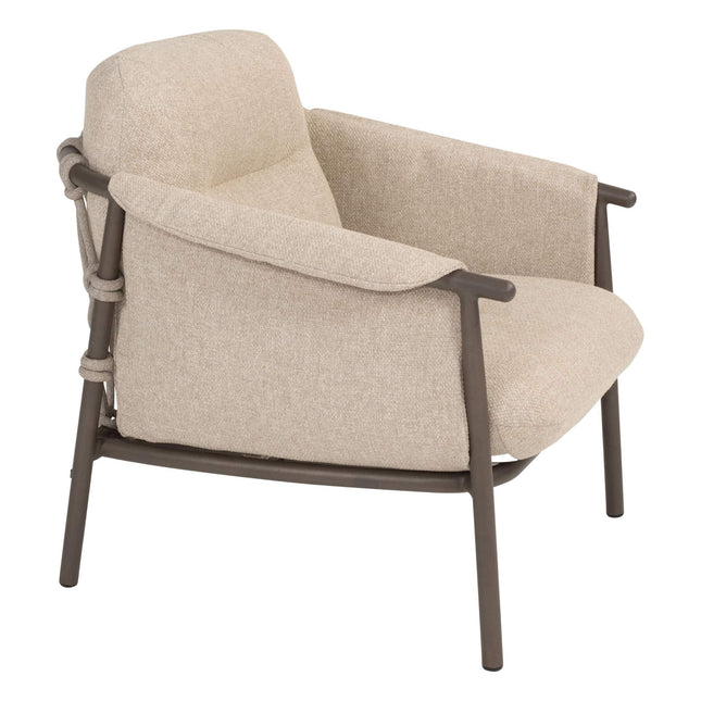 4 Seasons Outdoor Ezra chaise lounge bank + loungestoel + Finn salontafel kiezel-vorm