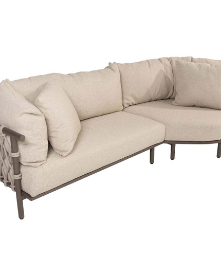 4 Seasons Outdoor Ezra chaise lounge bank + loungestoel + Finn salontafel kiezel-vorm