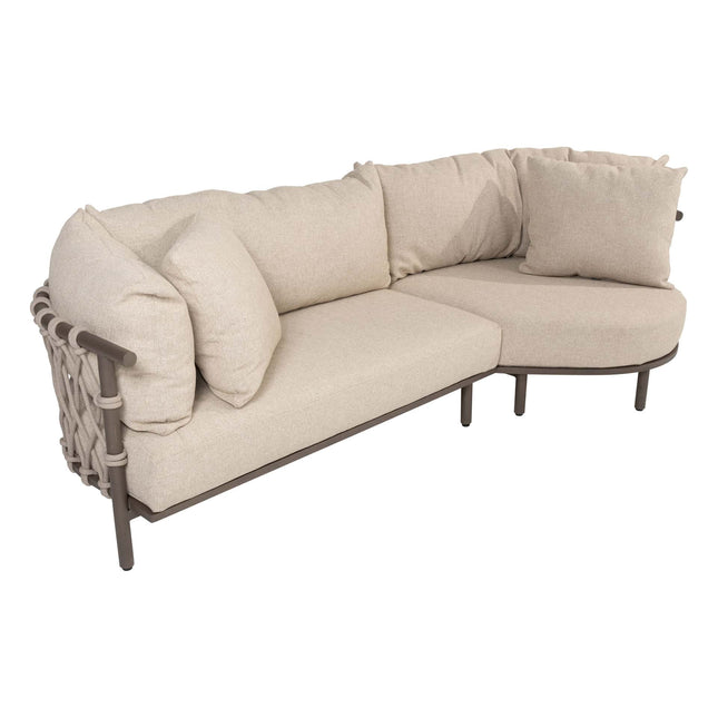 4 Seasons Outdoor Ezra chaise lounge bank + loungestoel + Finn salontafel kiezel-vorm
