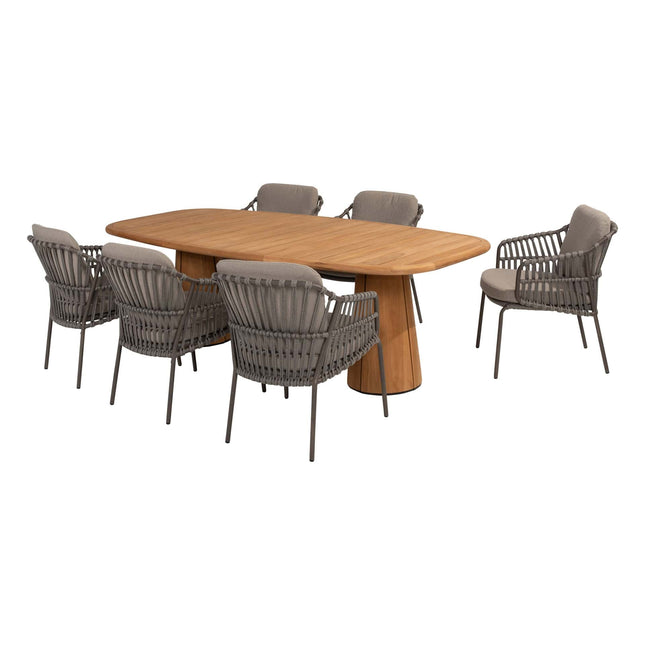 4 Seasons Outdoor Capalbio dining stoel + Taste 4SO Capri tafel barrel-vorm teak 240 cm