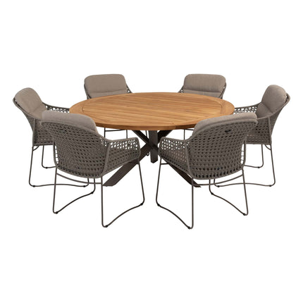 4 Seasons Outdoor Moretti high back dining stoel + Taste 4SO Prado teak tafel 160 Ø cm terre onderstel - Image 1