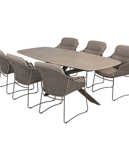 4 Seasons Outdoor Moretti high back dining stoel + Taste 4SO Prado tafel met keramisch tafelblad barrel terre 240 cm