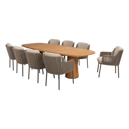 4 Seasons Outdoor Bernini dining stoel + Taste 4SO Capri tafel barrel-vorm teak 280 cm