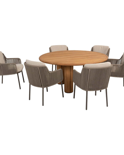 4 Seasons Outdoor Bernini dining stoel + Taste 4SO Corsica tafel teak 160 Ø cm