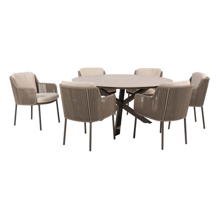 4 Seasons Outdoor Bernini dining terre + Taste 4SO Prado tafel met keramiek blad terre 160 Ø cm - Image 1