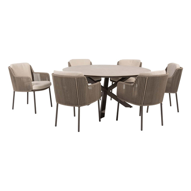 4 Seasons Outdoor Bernini dining terre + Taste 4SO Prado tafel met keramiek blad terre 160 Ø cm - Image 1