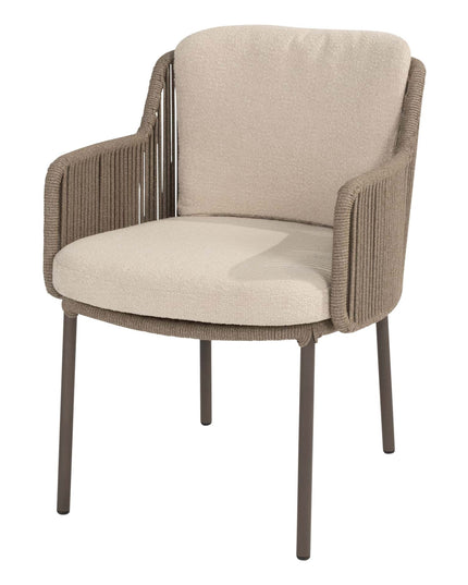 4 Seasons Outdoor Bernini dining stoel + Taste 4SO Prado teak tafel 130 Ø cm
